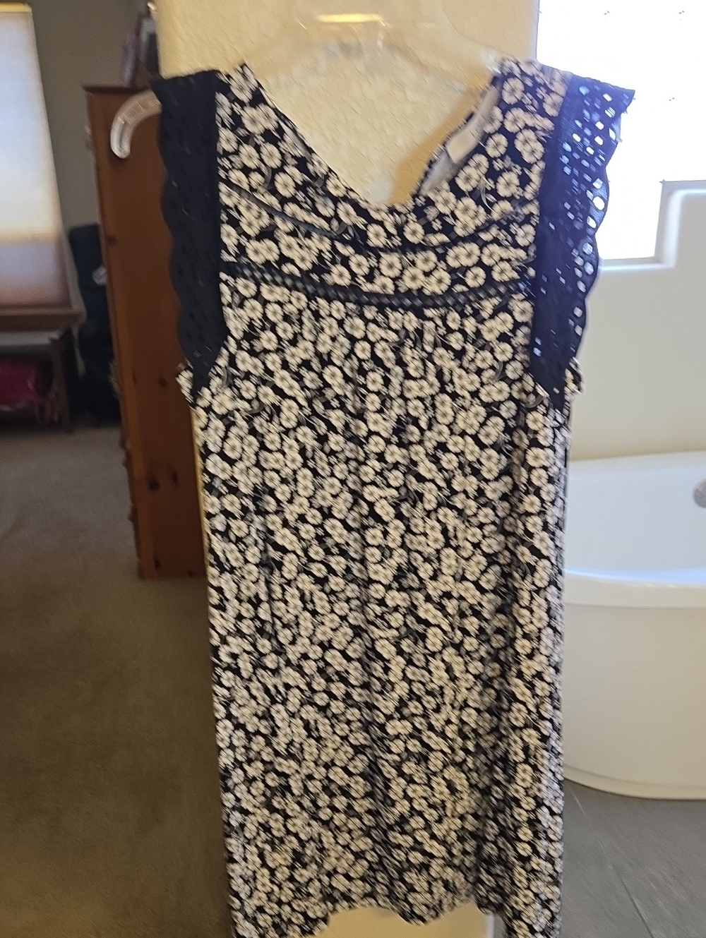 LOFT Black and White Floral Dress